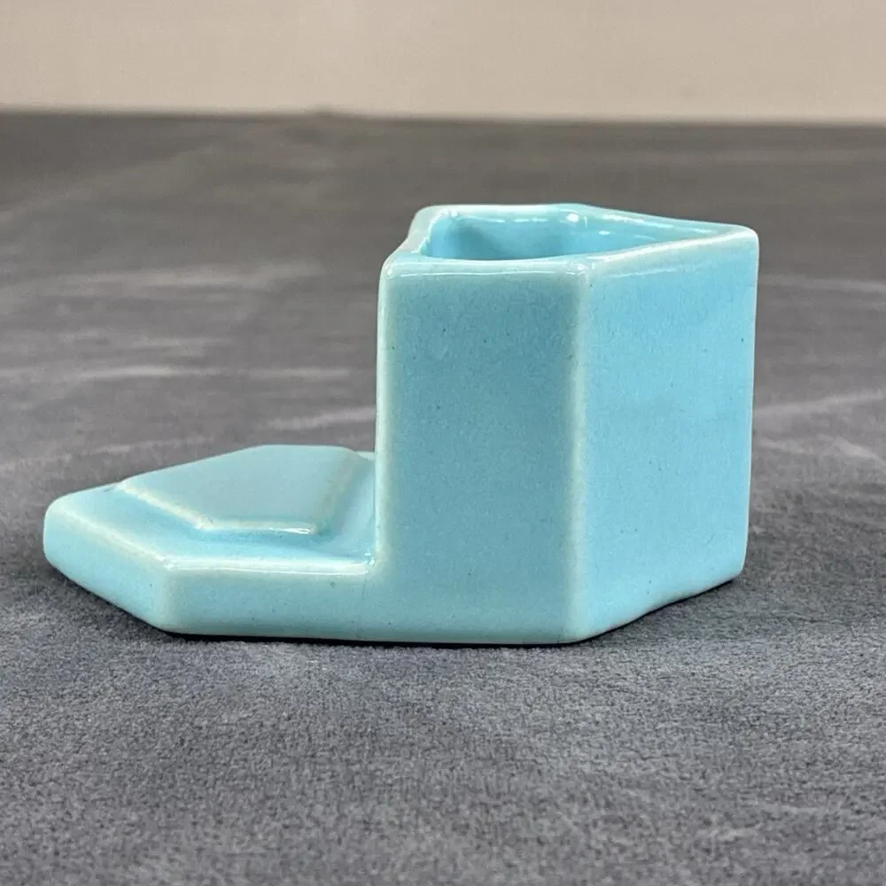 Vintage Caifornia Tudor Pottery Turquoise Nesting Creamer /Open Sugar Tray Set